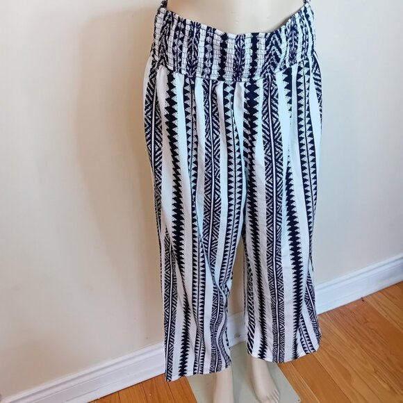 NWOT Women's Cupshe Lightweight Wide Leg Tribal Striped Coverup Beach Pants L - Picture 3 of 14